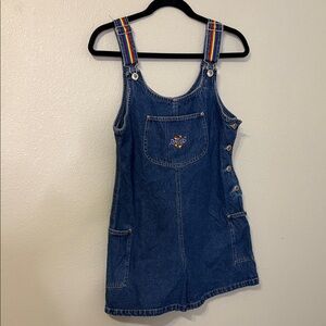 Route 66 Denim Dress with Rainbow Accents y2k